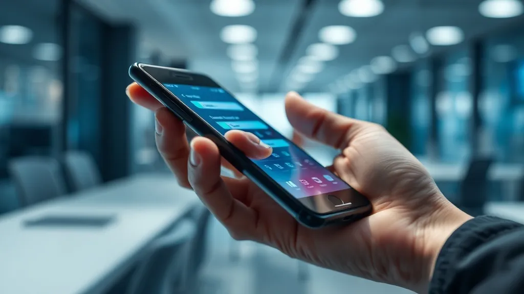 Close up of a hand using a banking app on a smartphone, blur